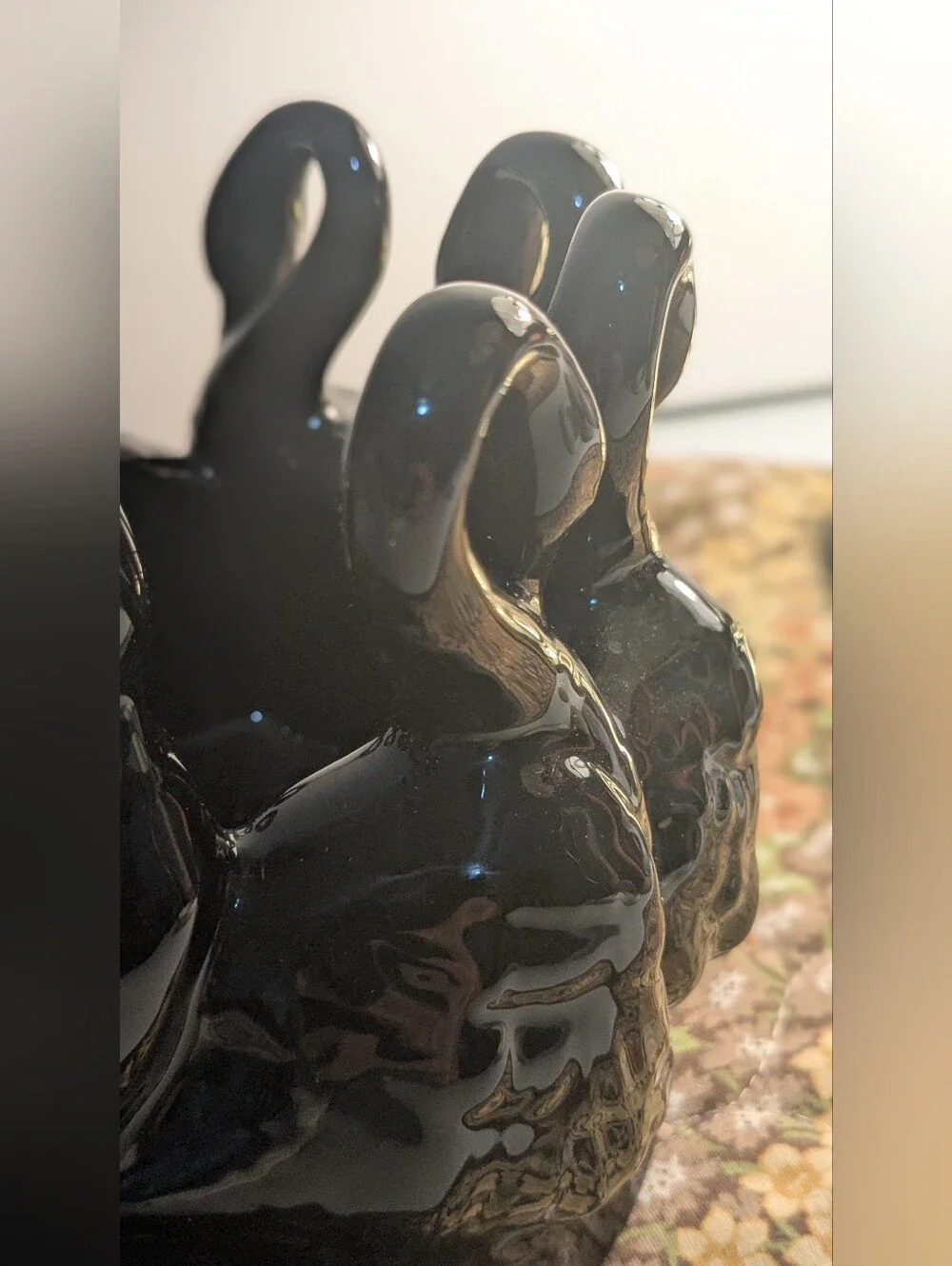 Vintage rare find  Black Ceramic Swan Planter
